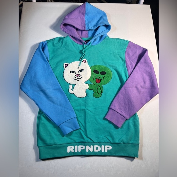 Ripndip Blue and Purple Hoodie with Cat and Alien sz L/XL - Picture 15 of 16